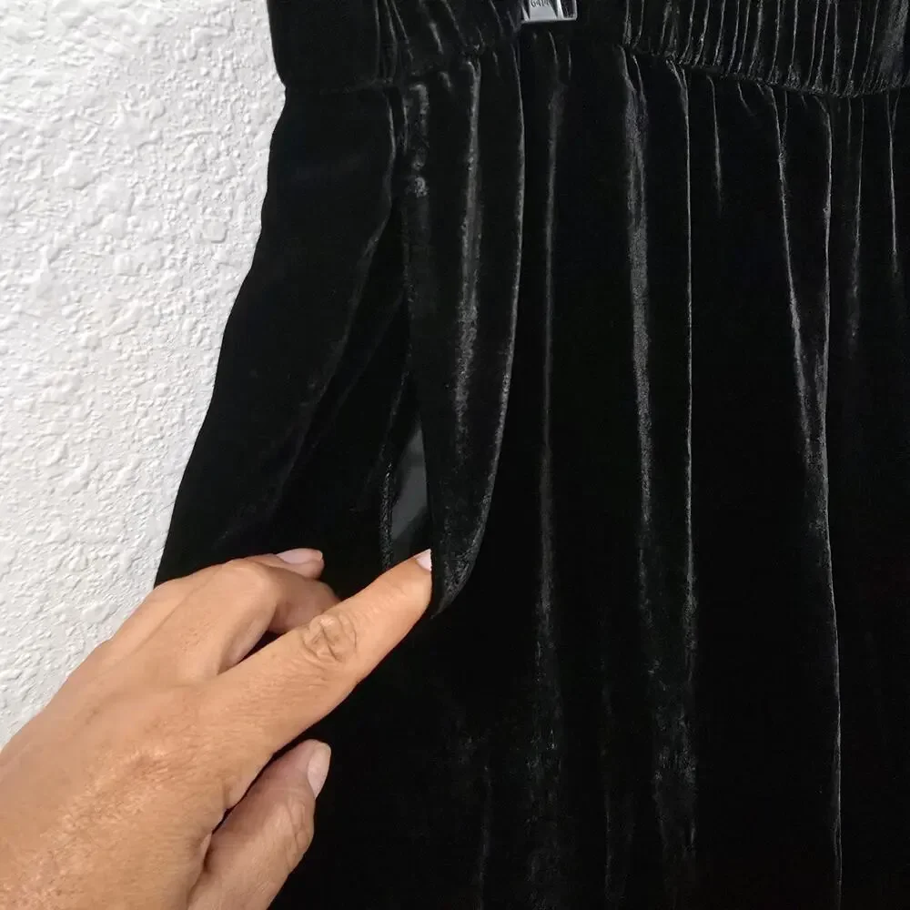 Eileen Fisher Velvet Pants Womens Plus Size XXL Black Wide Leg Silk New Whit Tag - Picture 15 of 16